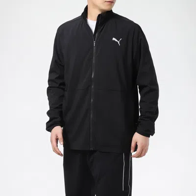 Puma Men's Regular-fit Full-zip Windbreaker In Black