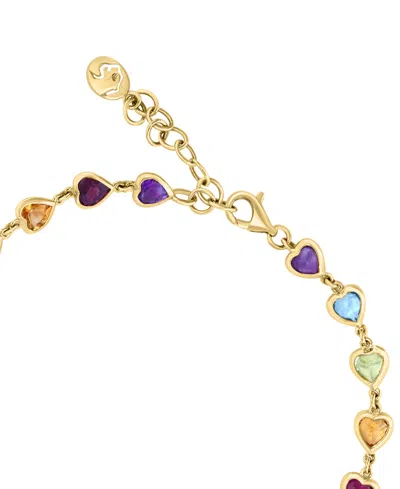 Effy Collection Effy Multi-gemstone Heart Bezel Link Bracelet (5-5/8 Ct. T.w.) In 14k Gold