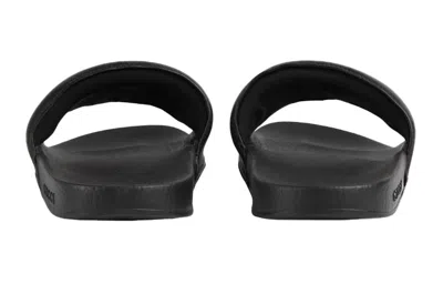Gucci Interlocking G Leather Slide Sandal In Black