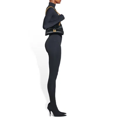 Balenciaga Crush Small Crinkled Leather Shoulder Bag In Black