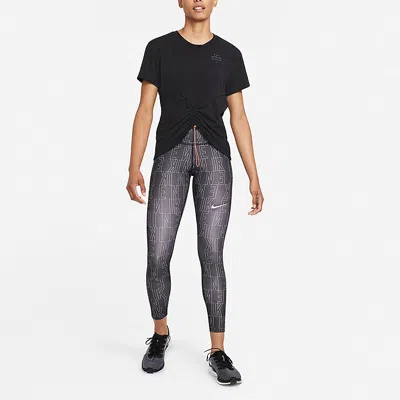 Nike (wmns)  Dri-fit Run Division Back Printing Sports Running T-shirt Black