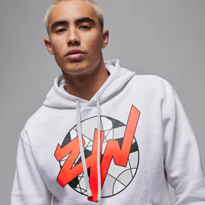Air Jordan Zion Fleece Pullover Hoodie 'light Grey' In Gray