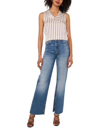 Vince Camuto Stripe Cowl Neck Sleeveless Top In White