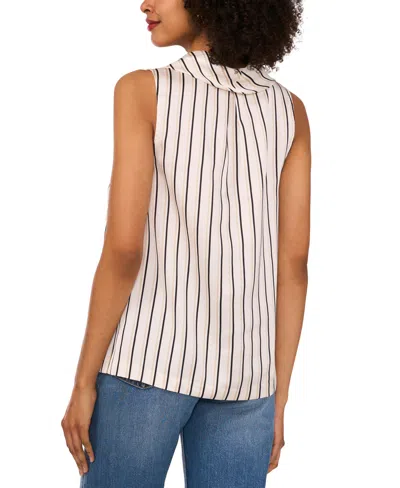 Vince Camuto Stripe Cowl Neck Sleeveless Top In White