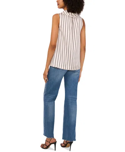 Vince Camuto Stripe Cowl Neck Sleeveless Top In White