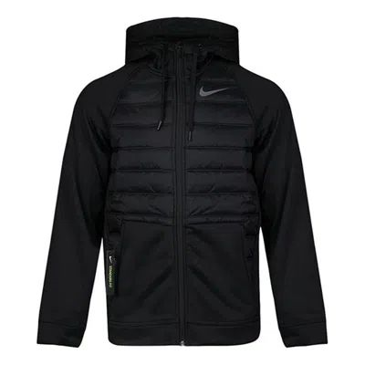 Nike Stay Warm Solid Color Sports Training Hooded Padded Jacket Black
