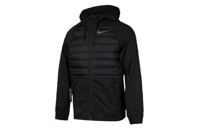 Nike Stay Warm Solid Color Sports Training Hooded Padded Jacket Black
