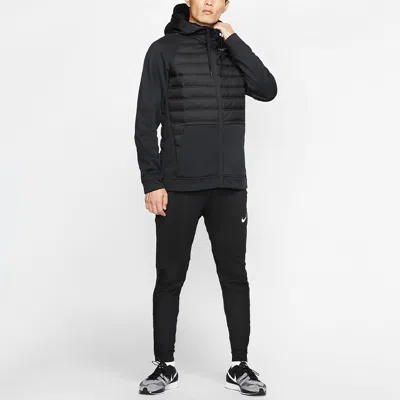 Nike Stay Warm Solid Color Sports Training Hooded Padded Jacket Black