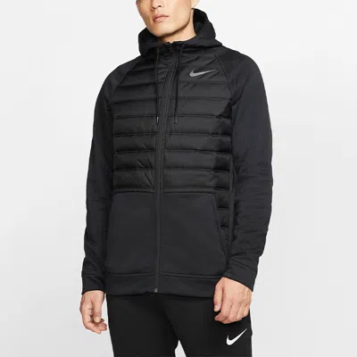 Nike Stay Warm Solid Color Sports Training Hooded Padded Jacket Black