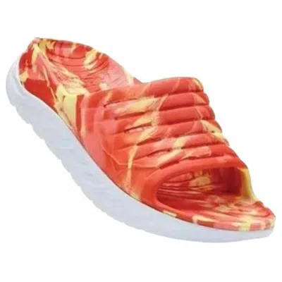 Hoka One One Ora Recovery Slide 'swirl Yellow Pear Fiesta' In Orange