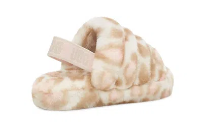 Ugg (ps)  Fluff Yeah Slide Panther Print Slipper 'white' In Neutral