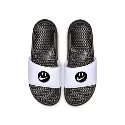 Nike Jdi Black White Smiling Face Slippers 'black White' In Gray