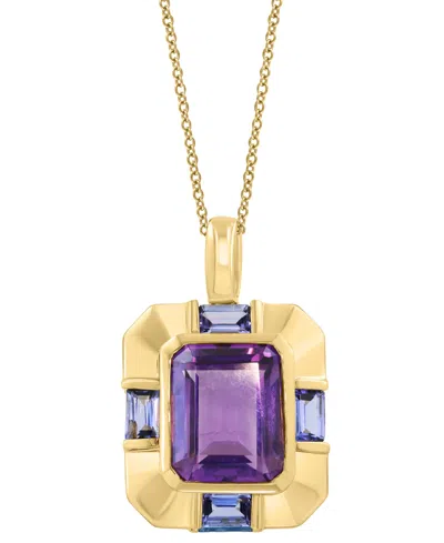 Effy Collection Effy Amethyst (6-1/2 Ct. T.w.) & Tanzanite (1-3/8 Ct. T.w.) Pendant Necklace In 14k Gold-plated Silv