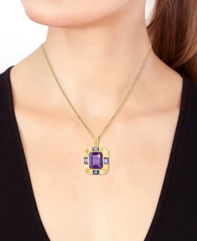 Effy Collection Effy Amethyst (6-1/2 Ct. T.w.) & Tanzanite (1-3/8 Ct. T.w.) Pendant Necklace In 14k Gold-plated Silv
