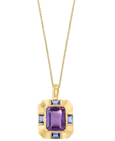 Effy Collection Effy Amethyst (6-1/2 Ct. T.w.) & Tanzanite (1-3/8 Ct. T.w.) Pendant Necklace In 14k Gold-plated Silv