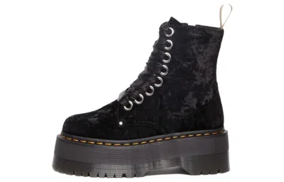 Dr. Martens Vegan Jadon Boot Max Crushed Velvet Platforms In Black