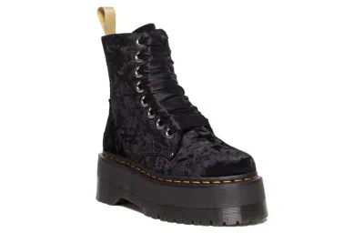Dr. Martens Vegan Jadon Boot Max Crushed Velvet Platforms In Black