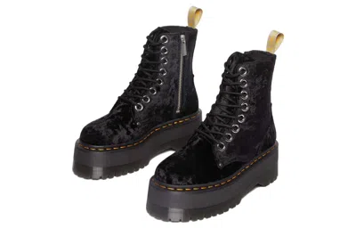 Dr. Martens Vegan Jadon Boot Max Crushed Velvet Platforms In Black