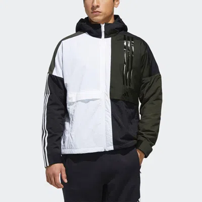 Adidas Originals Adidas O2 Wb Cb Fleece Lined Logo Casual Sports Hooded Jacket White In Gray