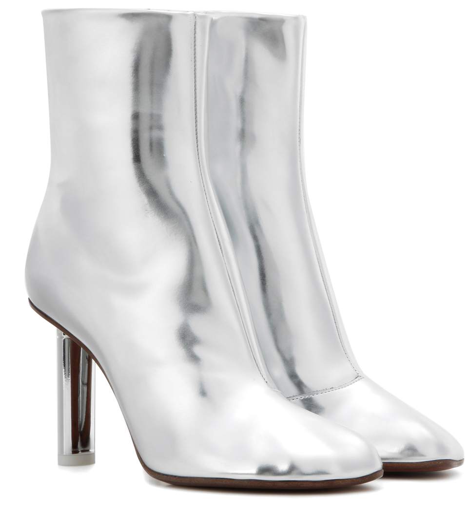 shiny silver ankle boots