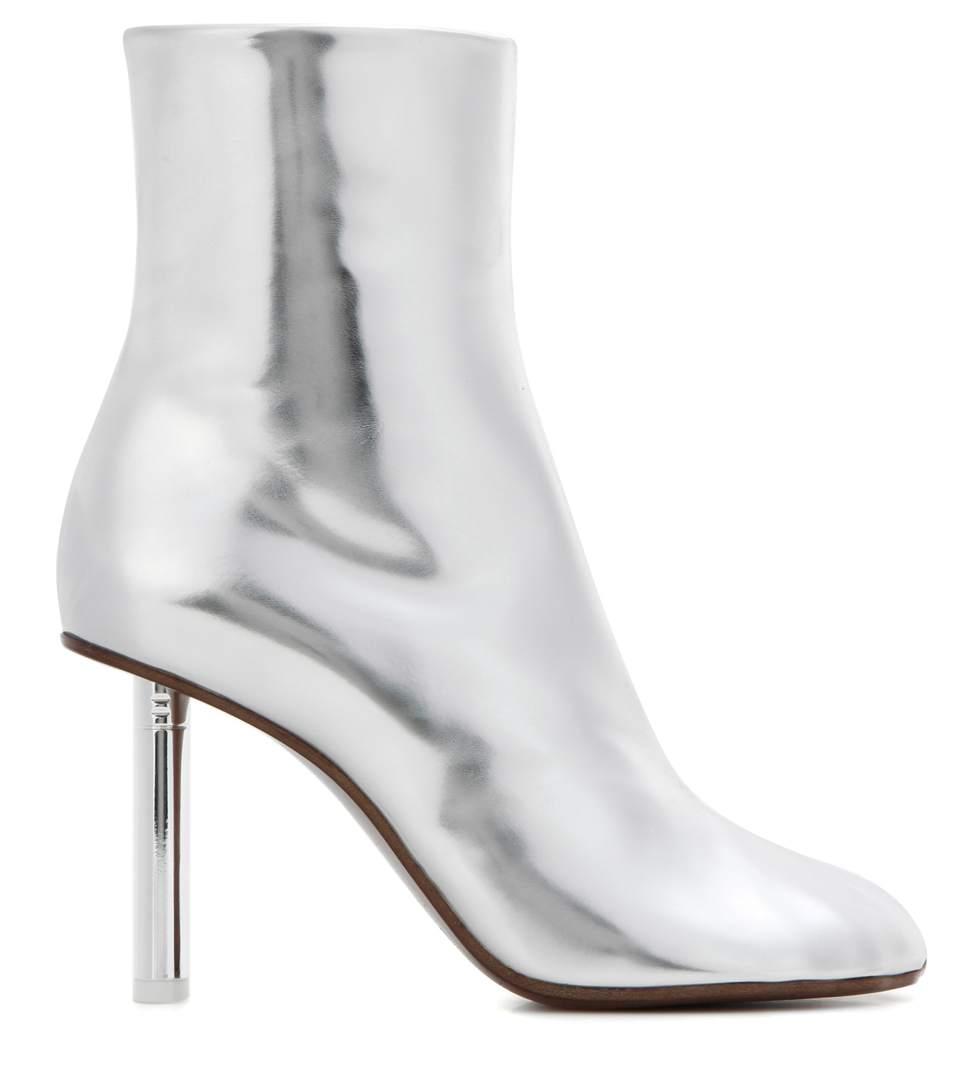 Vetements Woman Metallic Leather Ankle Boots Silver | ModeSens