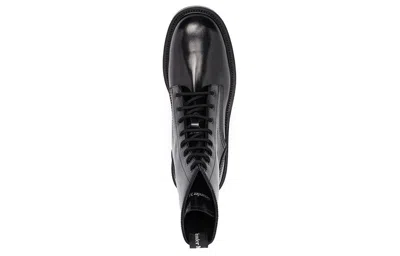 Alexander Mcqueen Polished Lace-up Boots In Black