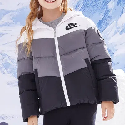 Nike (ps)  Colorblock Chevron Puffer Jacket 'white Grey Black'