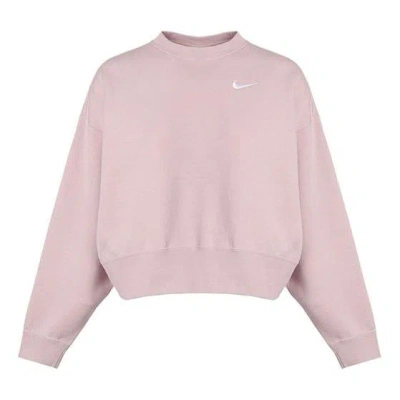 Nike (wmns)  Sportswear Solid Color Fleece Round Neck Pullover Champagne Color Hoodie In Purple