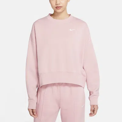 Nike (wmns)  Sportswear Solid Color Fleece Round Neck Pullover Champagne Color Hoodie In Purple