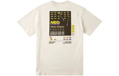Adidas Originals Men's Adidas Neo Se Arc Gr Tee Game Pattern Printing Round Neck Short Sleeve Bauxite Brown T-shirt In White