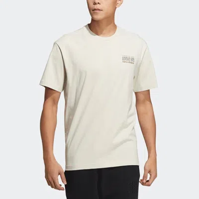 Adidas Originals Men's Adidas Neo Se Arc Gr Tee Game Pattern Printing Round Neck Short Sleeve Bauxite Brown T-shirt In White