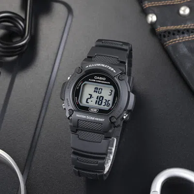 Casio Waterproof Quartz Sports Mens Black Digital In Blue