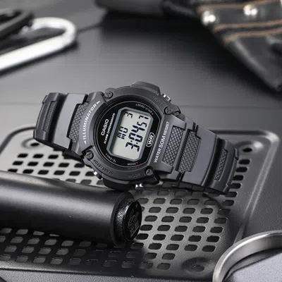 Casio Waterproof Quartz Sports Mens Black Digital In Blue