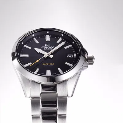 Casio Waterproof Edifice Sapphire Crystal Mens Silver Analog In Metallic