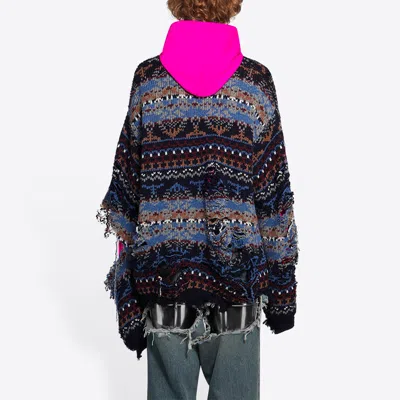 Balenciaga Distressed-effect Crew Neck Jumper In Blue