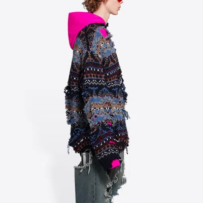 Balenciaga Distressed-effect Crew Neck Jumper In Blue