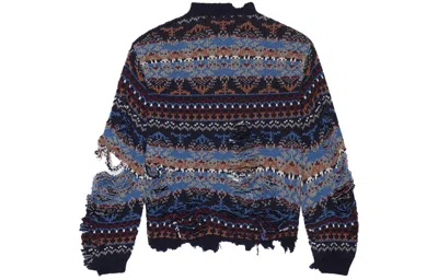 Balenciaga Distressed-effect Crew Neck Jumper In Blue