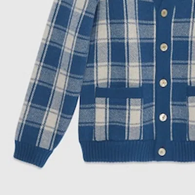 Gucci Reversible Checked Wool Cardigan