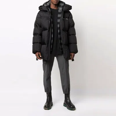Off-white Hands Off Belted Puffer Down Jacket In Black