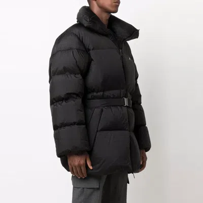 Off-white Hands Off Belted Puffer Down Jacket In Black