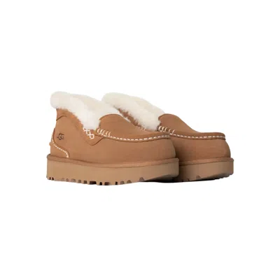 Ugg Ansley Suede Shearling Slip-on Loafers In Brown