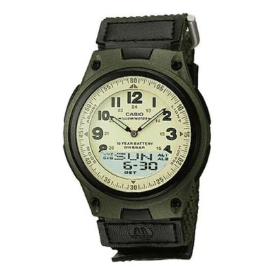 Casio Waterproof Sports Shockproof Mens Army Green Analog/digital Combo In Black