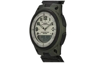 Casio Waterproof Sports Shockproof Mens Army Green Analog/digital Combo In Black