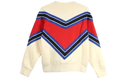 Nike (wmns)  Splicing Fleece Lined Knit Round Neck Pullover 'beige Red' In Multi