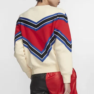 Nike (wmns)  Splicing Fleece Lined Knit Round Neck Pullover 'beige Red' In Multi