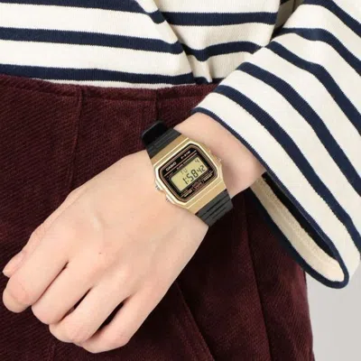Casio Waterproof Unisex Mens Black/gold Digital In Blue