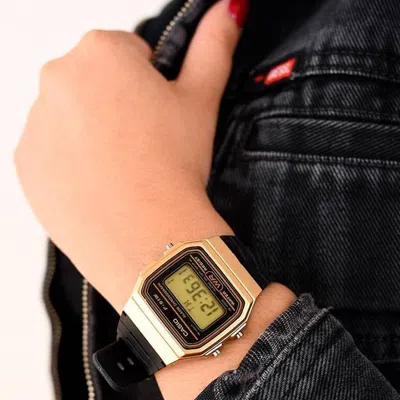 Casio Waterproof Unisex Mens Black/gold Digital In Blue