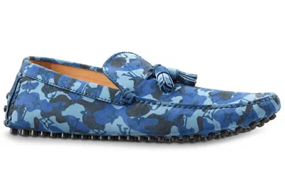 Pre-owned Louis Vuitton Palm Spring Moccasin Shoes 'blue Camo With Logo Monogram'