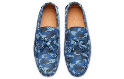 Pre-owned Louis Vuitton Palm Spring Moccasin Shoes 'blue Camo With Logo Monogram'