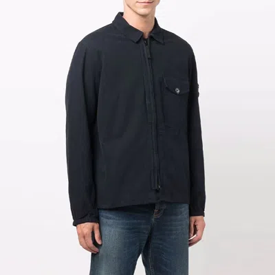 Stone Island Comfort-fit Overshirt With Gusseted Chest Pocket In Blue